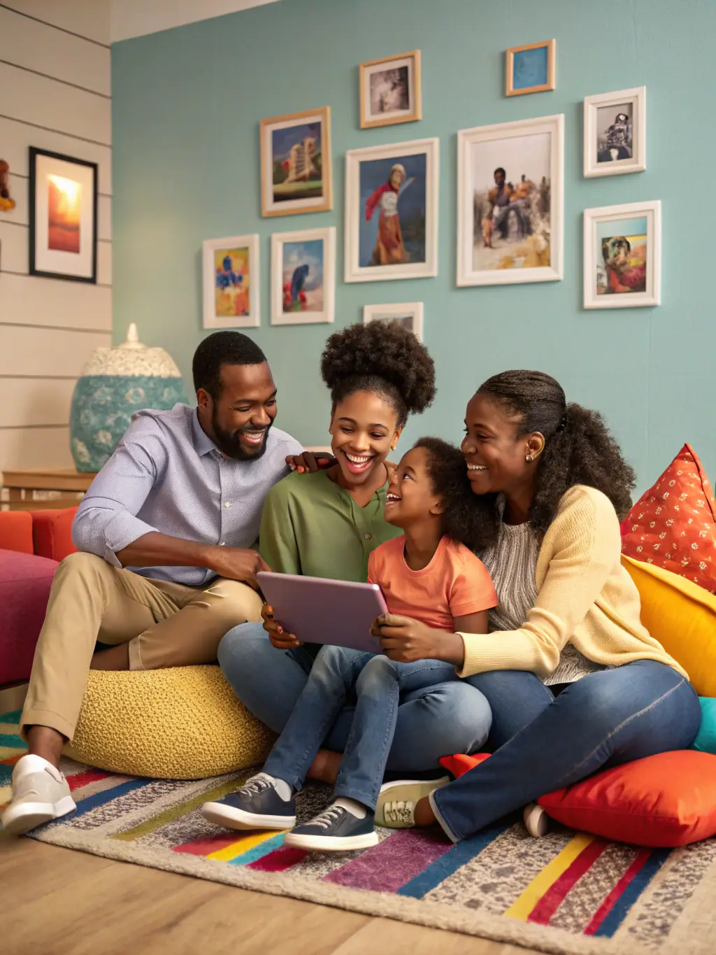 A family interacting positively during a therapy session, illustrating the benefits of family therapy.