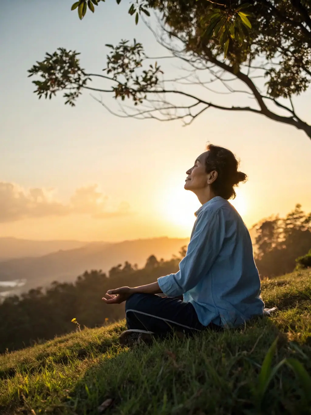 A person practicing deep breathing exercises in a serene environment, representing anxiety management techniques.