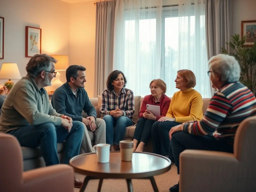 A family therapist facilitating a session with a family, guiding them through communication exercises and conflict resolution techniques to improve their relationships.